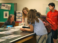 Researcher Anne Jennings explores sedimentation in the oceans with students. Photo by Shelly Sommer, April 2014.