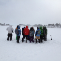 The group on the frozen surface of Gold Lake.