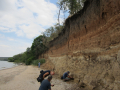Sampling exposure of late Quaternary sediment at Polyana Rodnikov (photo by J.F. Hoffecker 3 Aug 12).