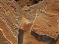 Frost-rimmed rock shards near Caineville, Utah