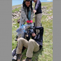 Students Max Plichta and Diamond Nwaeze measure the foot of a pika. Photo by Chris Ray, July 2014.