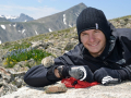 Max Plichta releases a pika after study, July 2014.