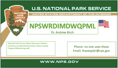 national park service info card for water resources division