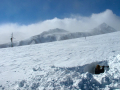 Morgan Zeliff digs a snowpit as Jennifer Morse maintains a flux tower. Photo: Danielle Perrot. On Niwot Ridge, Jan 2011.