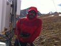 Theo Barnhart uploading a new program at the Alpine snow sensor site on Niwot Ridge, summer 2014. Photo: Emily Baker.