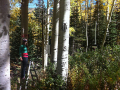 Emily Baker with timelapse camera and depth stake, Steamboat, CO, fall 2014. Photo: Dominik Schneider.