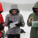 Recording data in the snow.