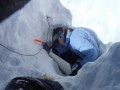 L. Meromy of http://instaar.colorado.edu/research/labs-groups/mountain-hydrology-group/ wires snow depth sensors to datalogger on Niwot Ridge #GirlsWithToys